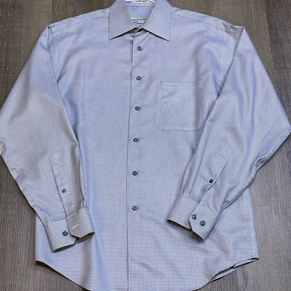 Pronto Uomo Classic Blue and White Grid Dress Shirt